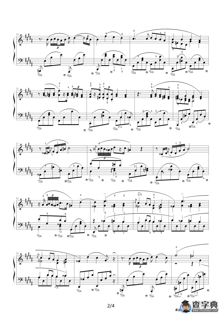 B大调夜曲，Op.32,No.1（肖邦第9号夜曲）钢琴谱