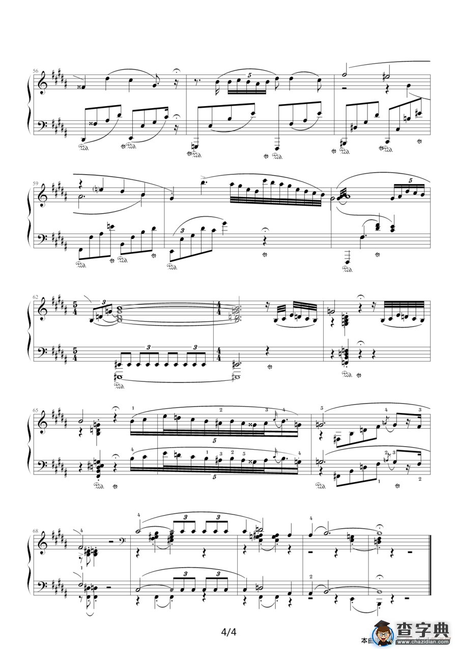 B大调夜曲，Op.32,No.1（肖邦第9号夜曲）钢琴谱