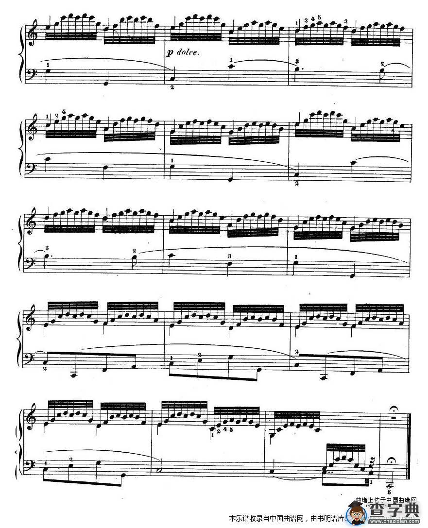 车尔尼《钢琴手指灵巧初步练习曲》之一钢琴谱