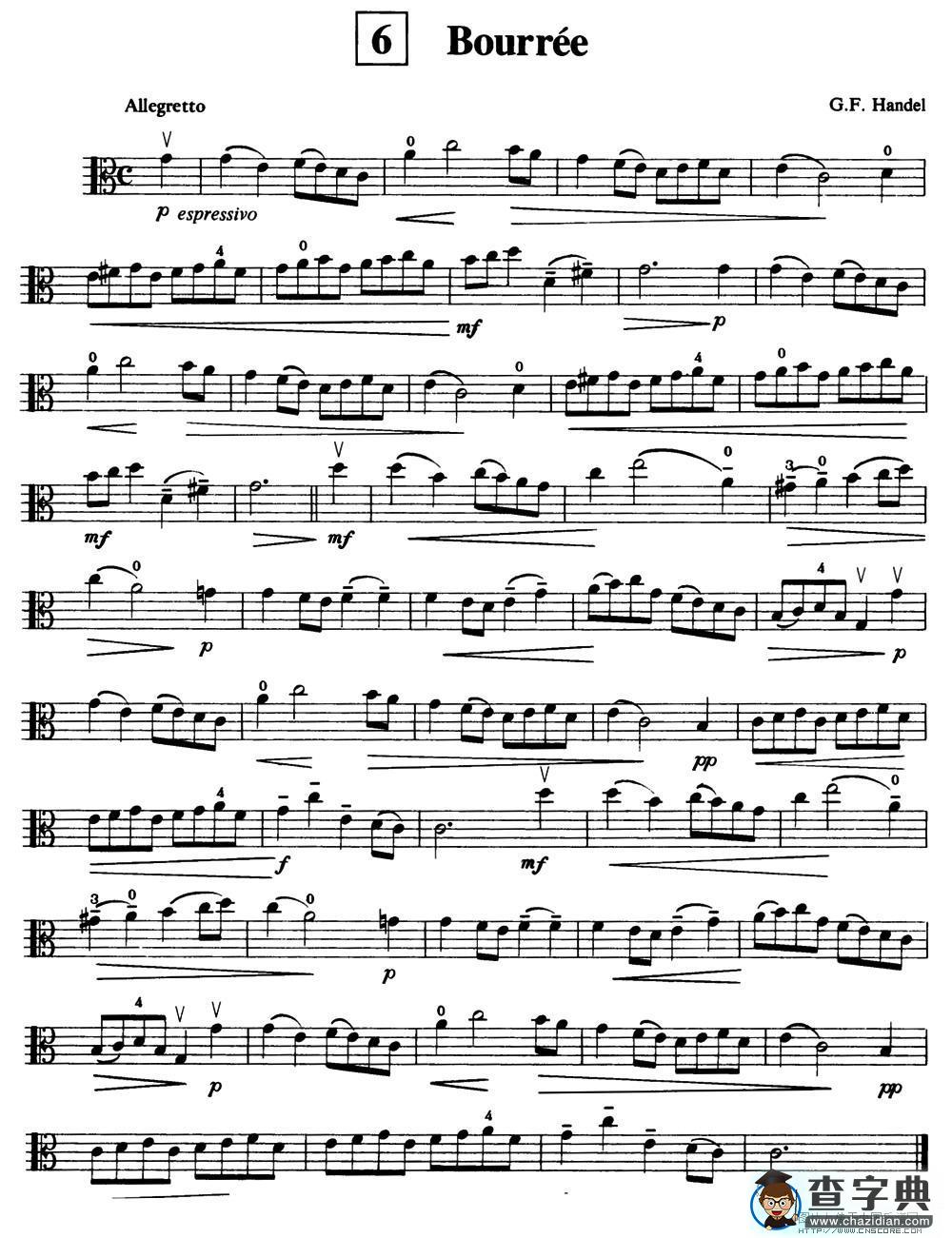 Bourree小提琴谱
