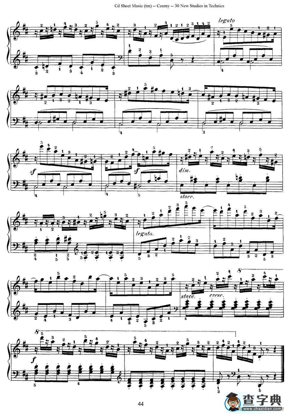 Czerny - 30 New Studies - 24（车尔尼Op849 - 30首练习曲）钢琴谱
