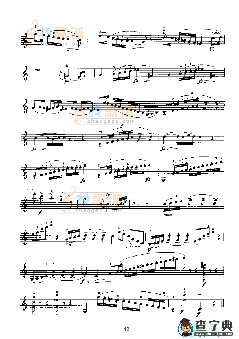 马扎斯小提琴华丽练习曲4小提琴谱