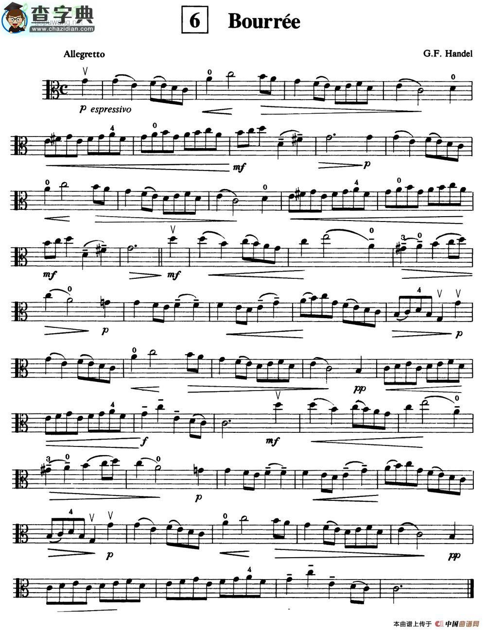 Bourree小提琴谱