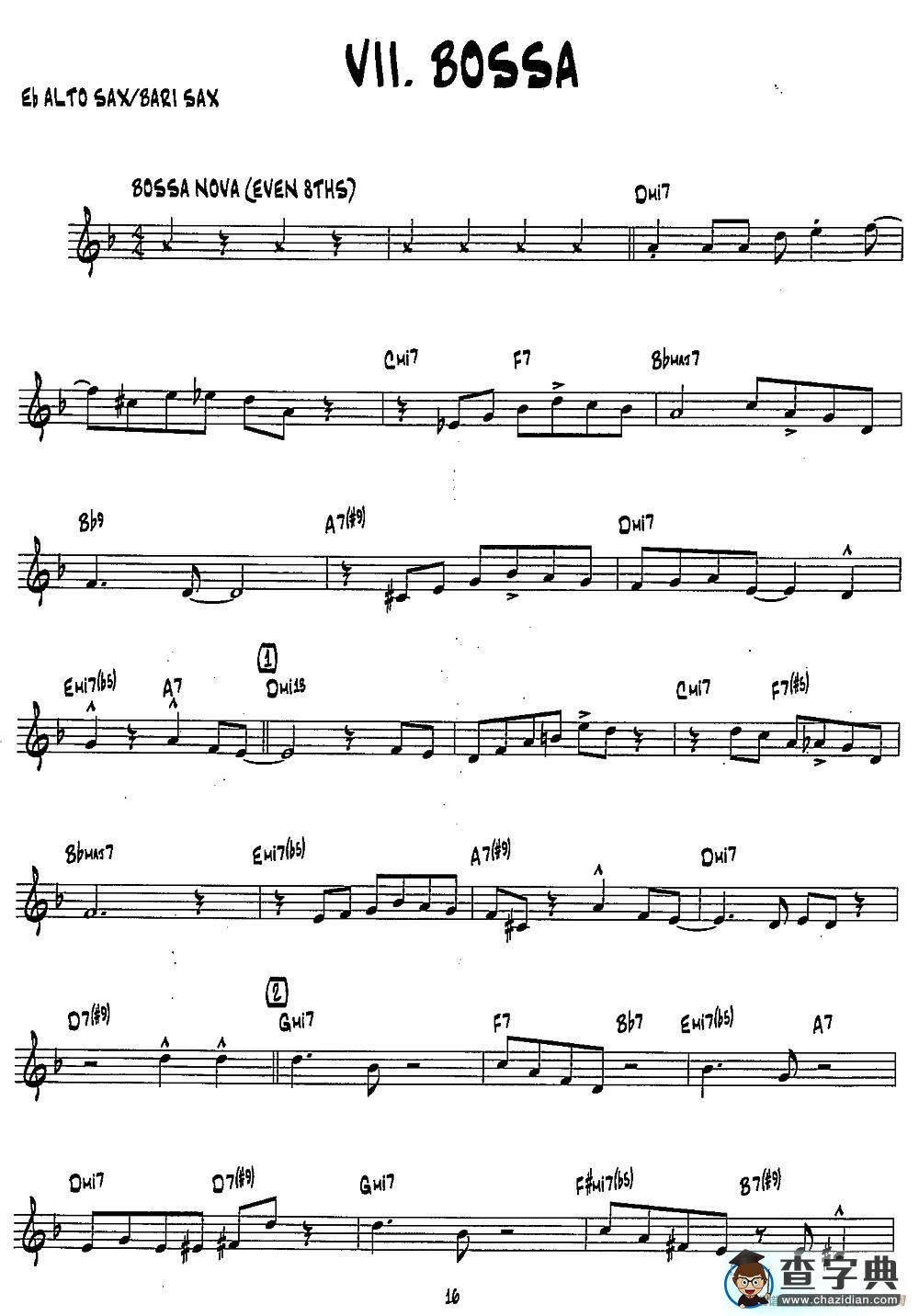BOSSA（15首爵士练习曲之7）萨克斯谱