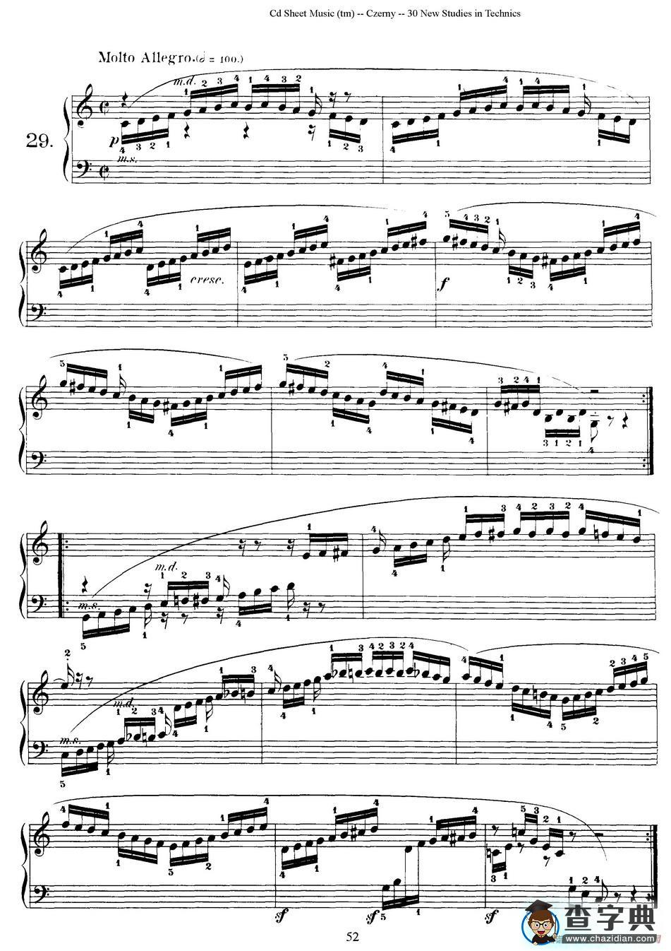 Czerny - 30 New Studies - 29（车尔尼Op849 - 30首练习曲）钢琴谱