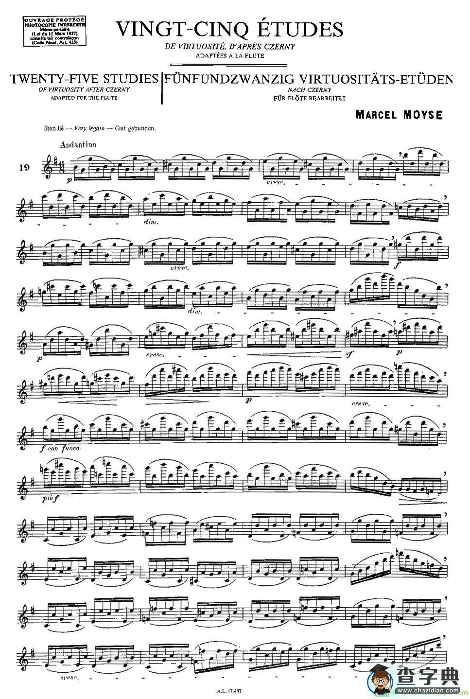 Moyse - 25 Studies after Czerny flute 之19长笛谱(Moyse作曲)