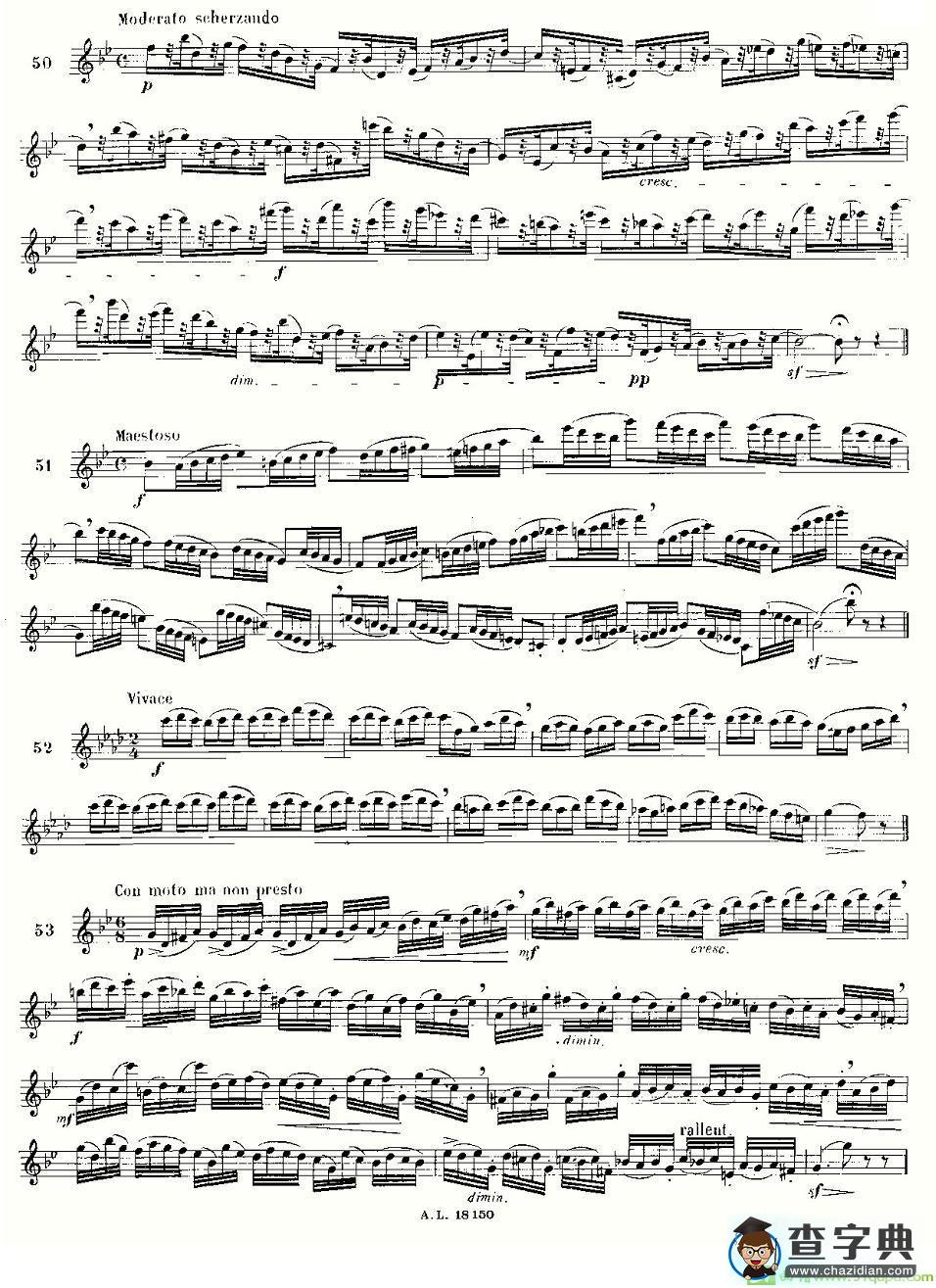 简易音阶练习100首之50-66长笛谱(莫伊斯Moyse作曲)