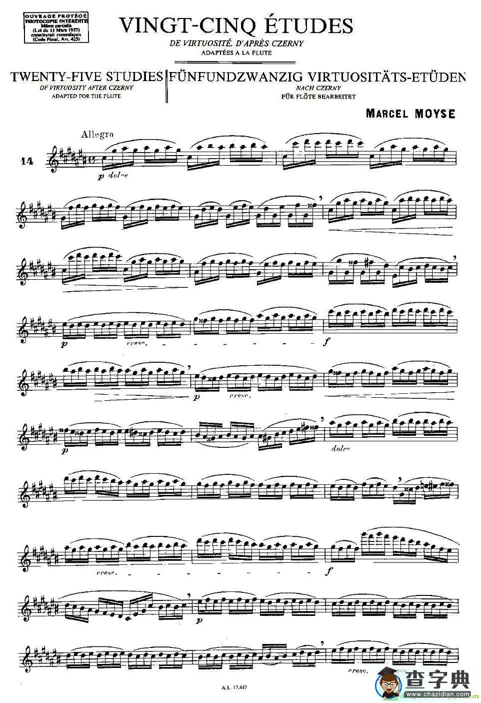 Moyse - 25 Studies after Czerny flute 之14长笛谱