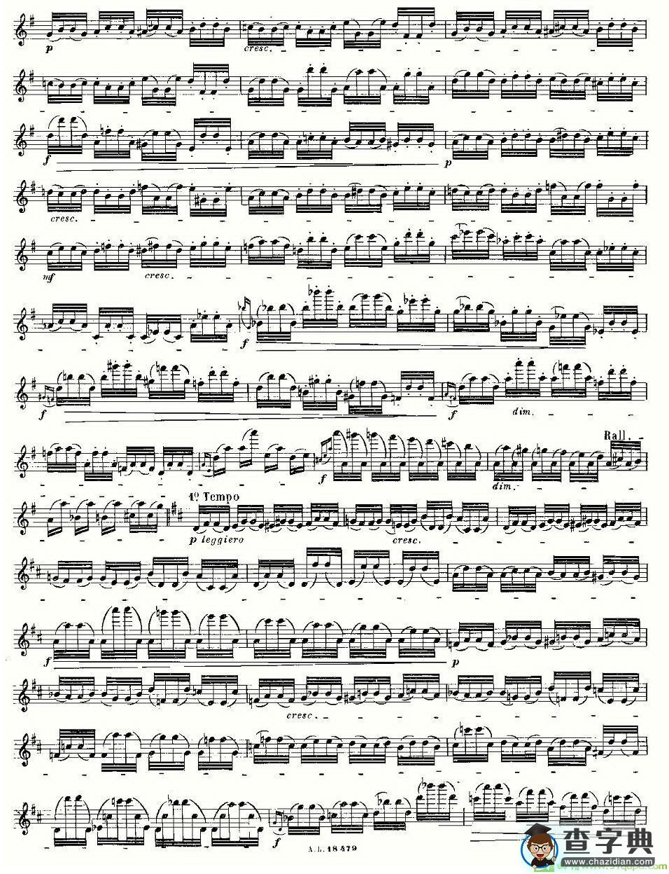 基于维尼亚夫斯基练习曲的10首长笛练习曲之8长笛谱(莫伊斯Moyse作曲)