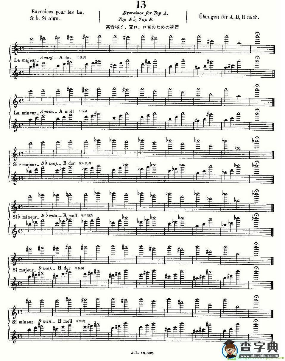 初级练习之13长笛谱(莫伊斯Moyse作曲)