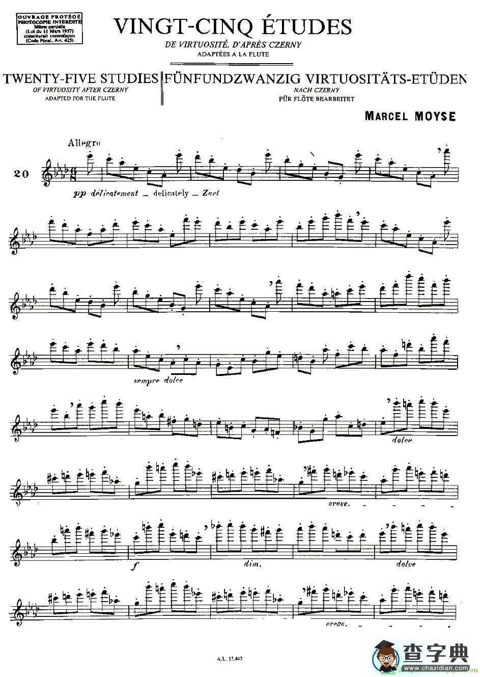 Moyse - 25 Studies after Czerny flute 之20长笛谱(Moyse作曲)