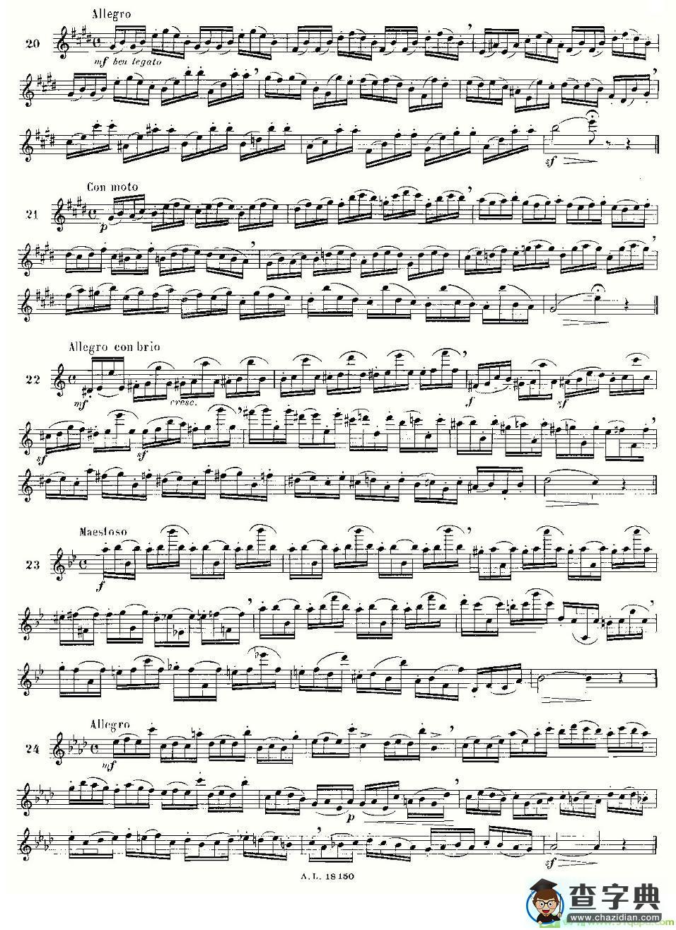 简易音阶练习100首之20-36长笛谱(莫伊斯Moyse作曲)