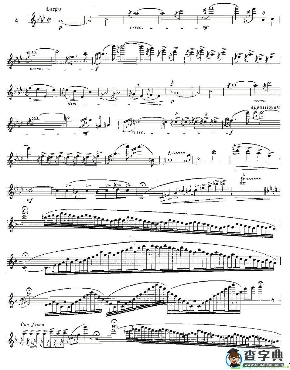 基于维尼亚夫斯基练习曲的10首长笛练习曲之4长笛谱(莫伊斯Moyse作曲)