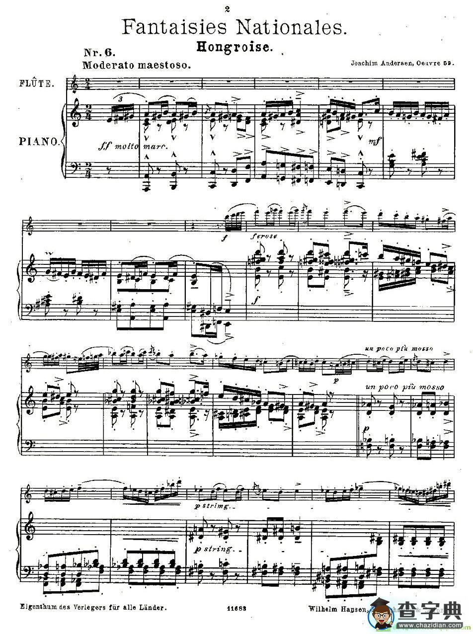 Fantaisies nationales. Op. 59, 6. 长笛谱(Andersen（安德森）作曲)