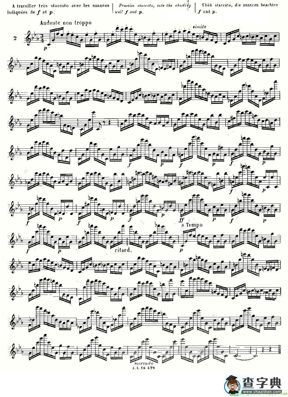 基于维尼亚夫斯基练习曲的10首长笛练习曲之2长笛谱(伊斯Moyse作曲)