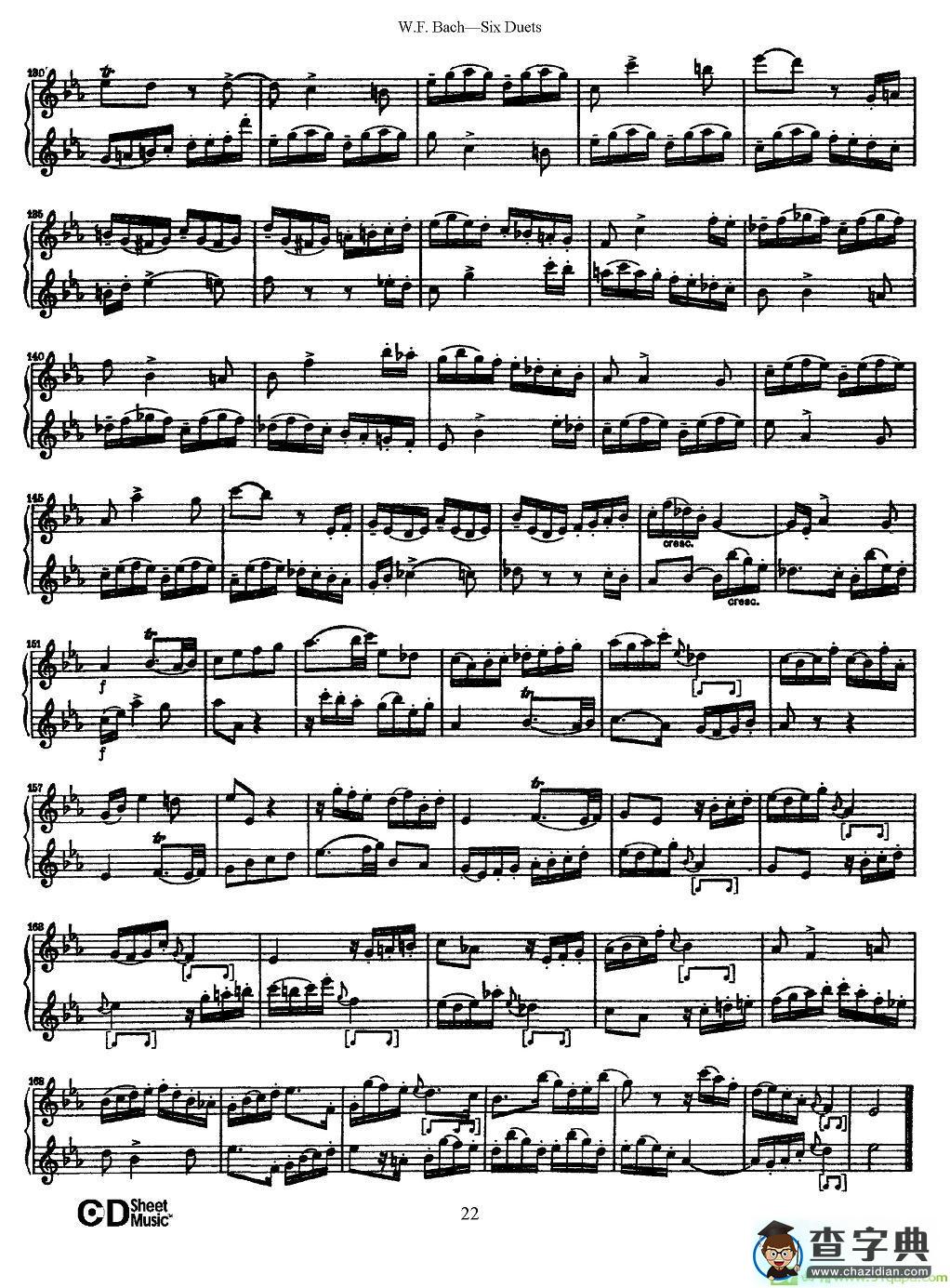 W.F.巴赫—六首二重奏练习曲长笛谱(W.F.巴赫作曲)