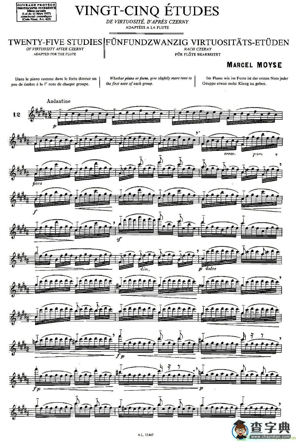 Moyse - 25 Studies after Czerny flute  [12]长笛谱(Moyse作曲)