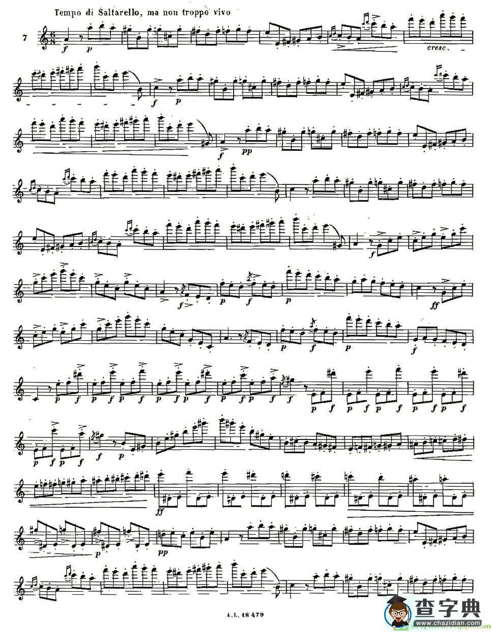 基于维尼亚夫斯基练习曲的10首长笛练习曲之7长笛谱(莫伊斯Moyse作曲)