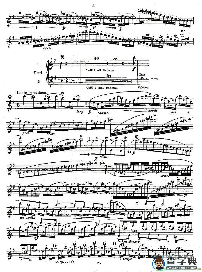 Concertstück . Op. 3. - flute part only长笛谱