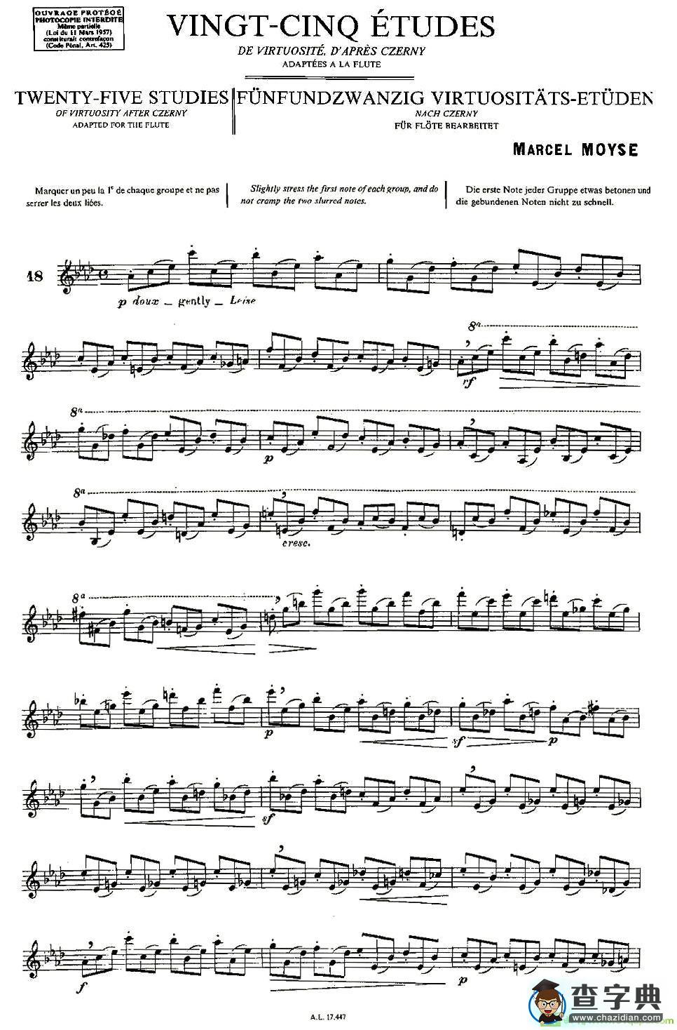 Moyse - 25 Studies after Czerny flute 之18长笛谱(Moyse作曲)