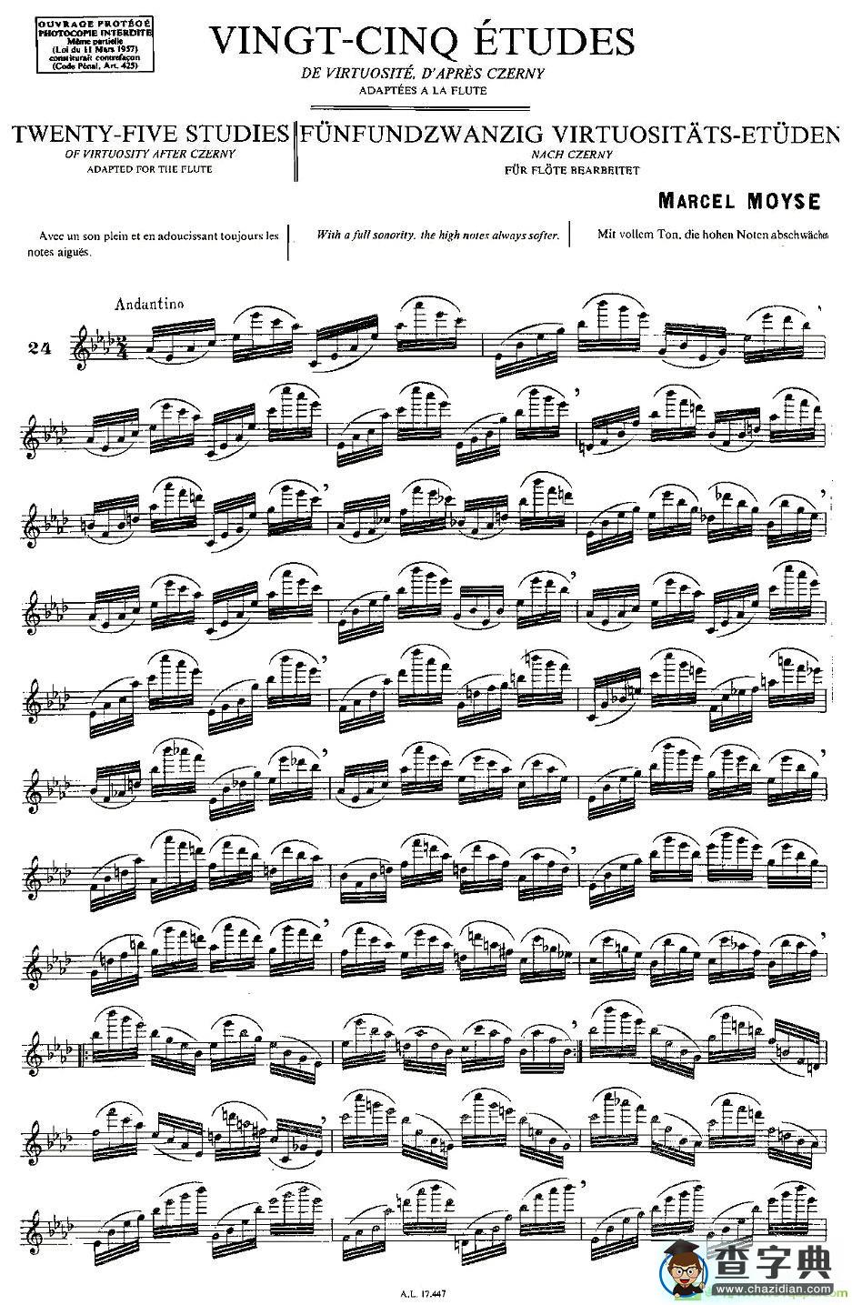 Moyse - 25 Studies after Czerny flute 之24长笛谱(Moyse作曲)