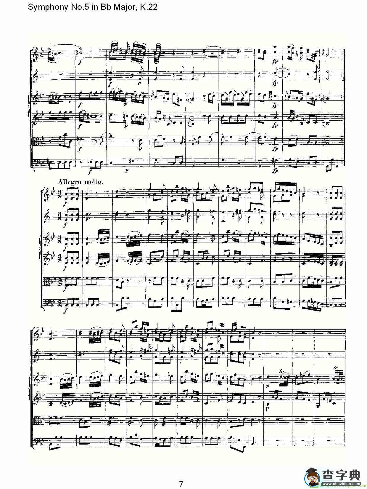 Symphony No.5 in Bb Major, K.22简谱