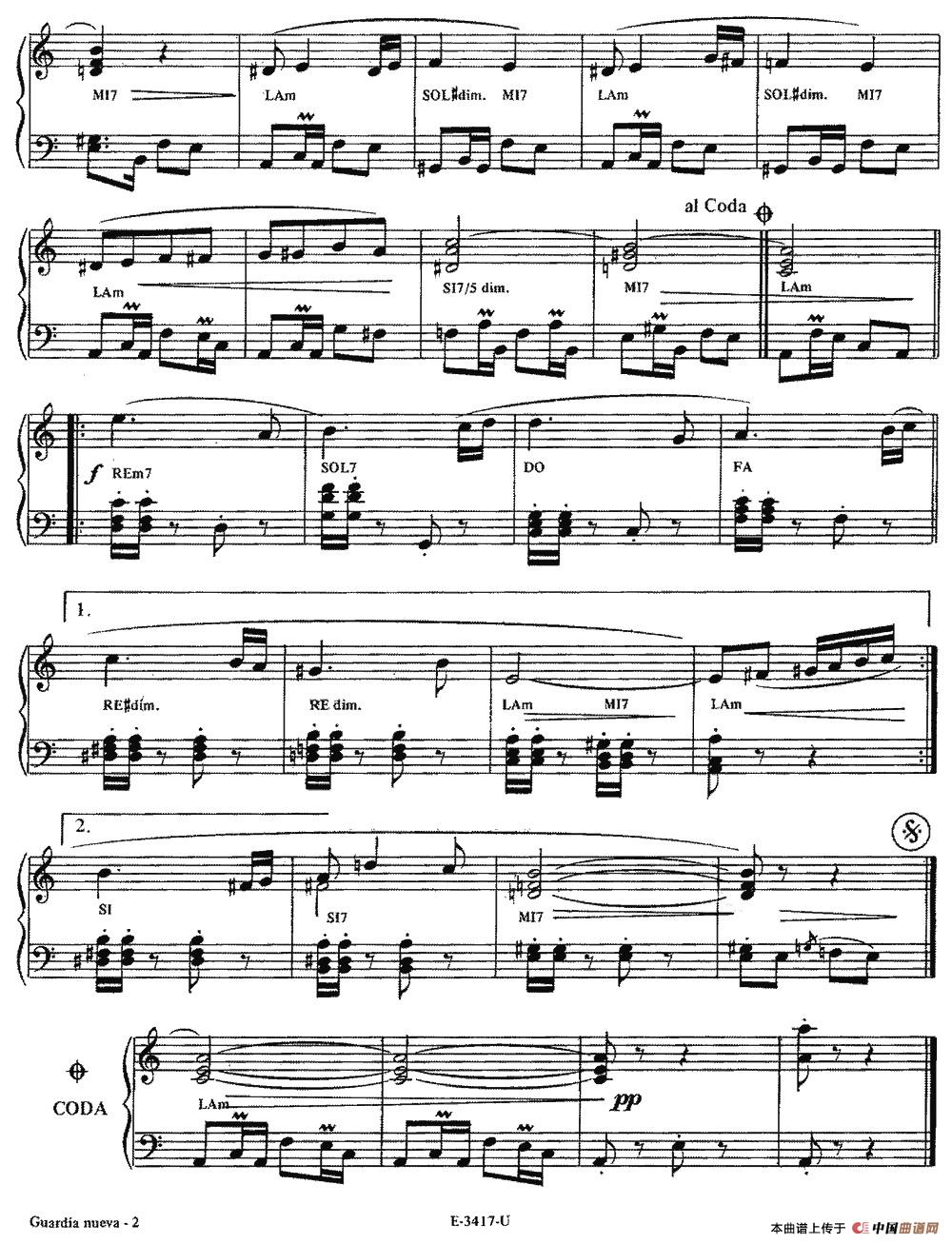 Piazzolla合集：17、Guardia Nueva手风琴谱/简谱