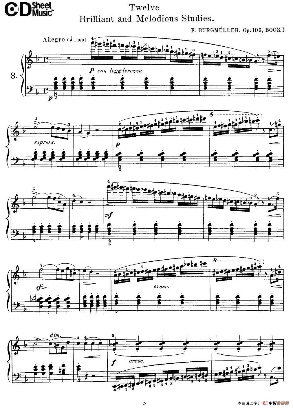 Burgmuller - 12 Brillian and Melodious Studies（3）钢琴谱