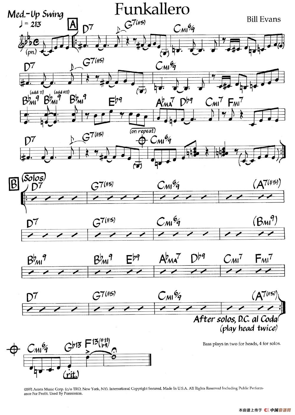 Funkallero（爵士钢琴曲）钢琴谱