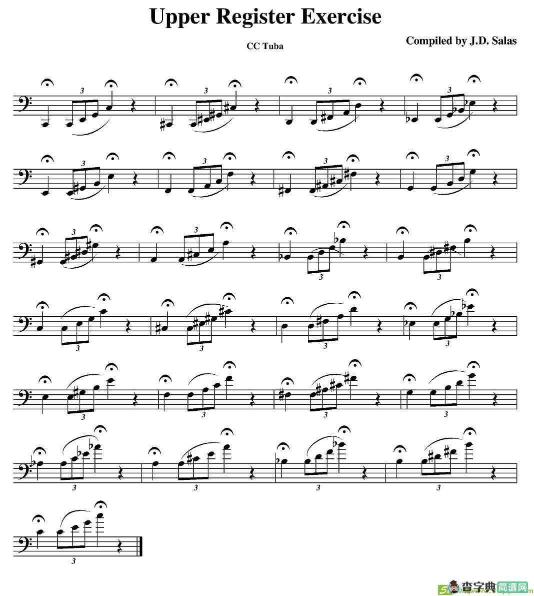 Upper Register Exercise- CC Tuba铜管谱