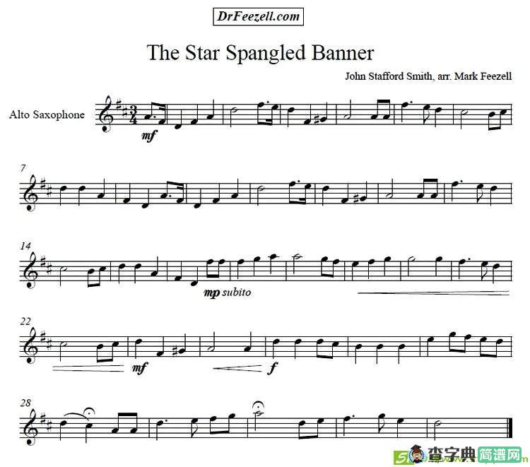 The Star Spangled Banner萨克斯谱