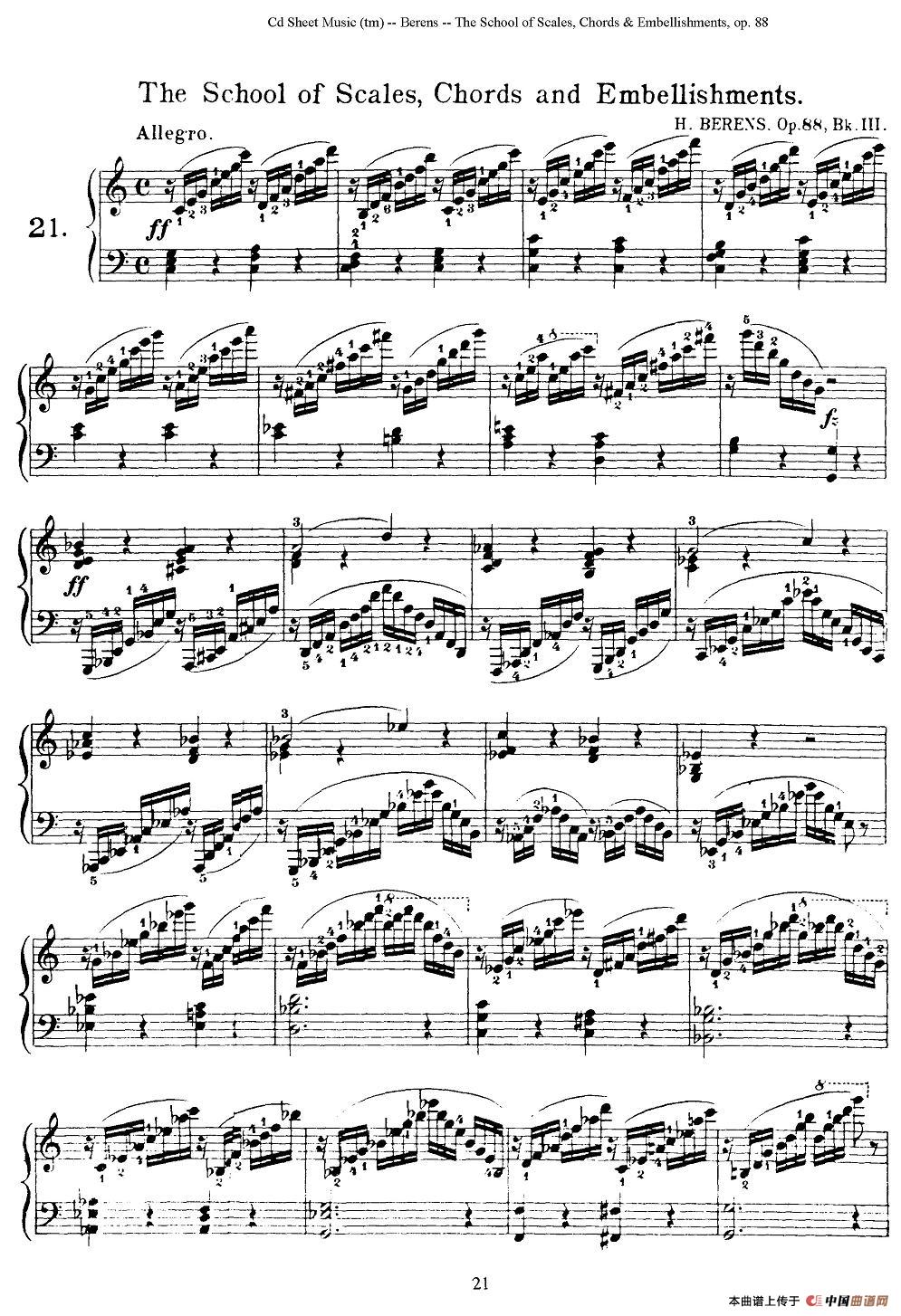 贝伦斯28首钢琴（和弦及装饰音）练习曲（21—24）钢琴谱