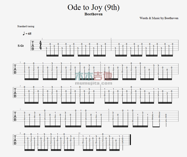 Ode to Joy(欢乐颂)(指弹)(吉他谱)
