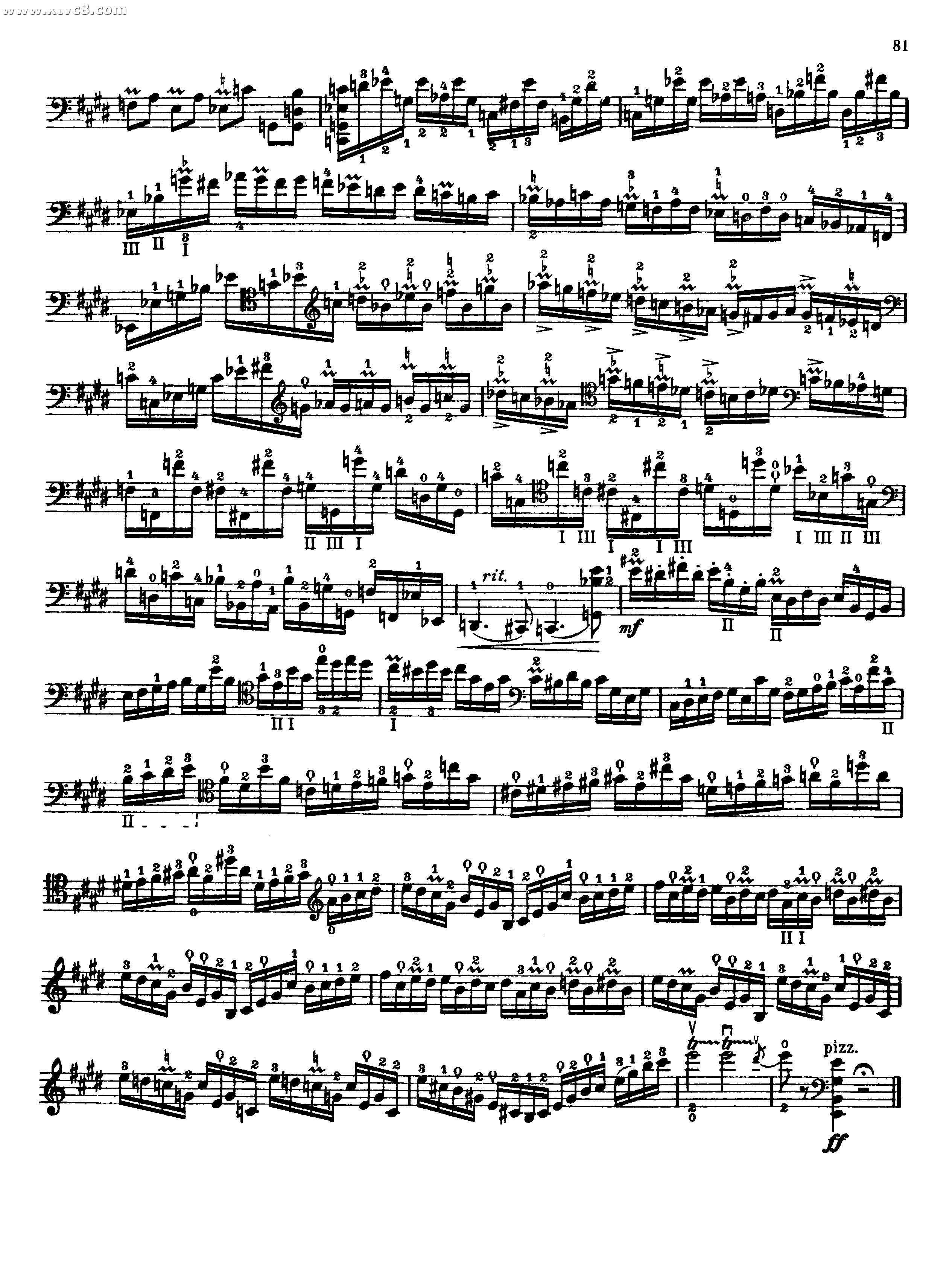 波泊尔大提琴高级练习曲之三十七 提琴谱