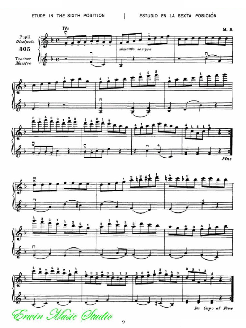 麦亚班克小提琴演奏法第五部分-第六和第七把位的位置1 提琴谱