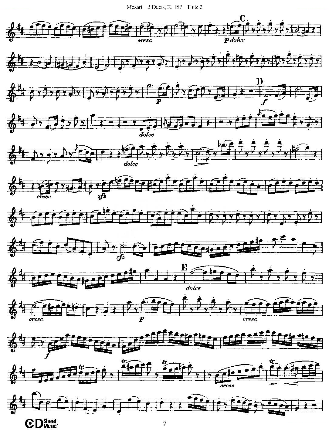 3 Duets K.157 之第二长笛（二重奏三首 K157号） 铜管乐谱