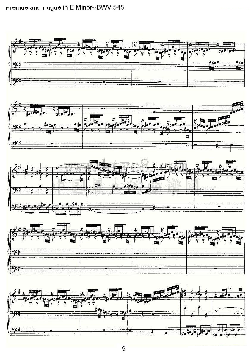 Prelude and Fugue in E Minor--BWV 548 （管风琴谱） 