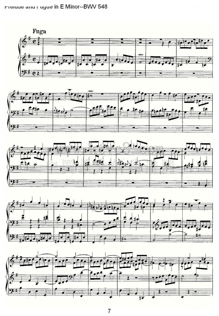 Prelude and Fugue in E Minor--BWV 548 （管风琴谱） 