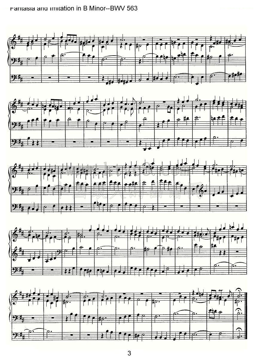 Fantasia and Imitation in B Minor--BWV 563（管风琴谱） 