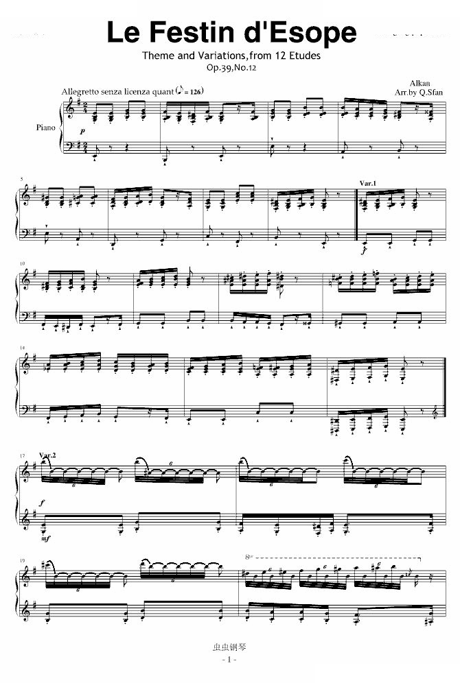 阿尔坎Op.39 No.12 变奏曲