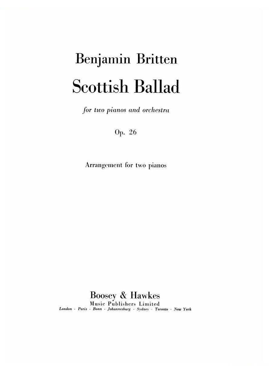 Britten Scottish Ballad op. 26 arr for 2 pianos