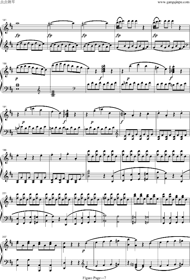 莫扎特-费加罗的婚礼序曲钢琴版