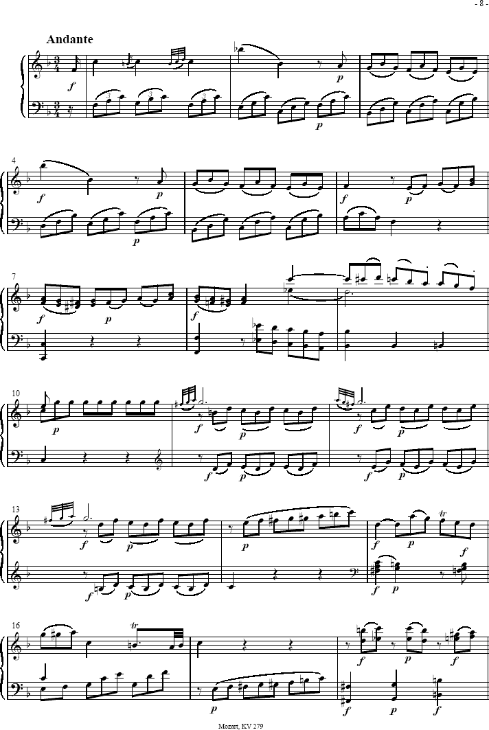 奏鸣曲 Sonatas K279 Mvt.2