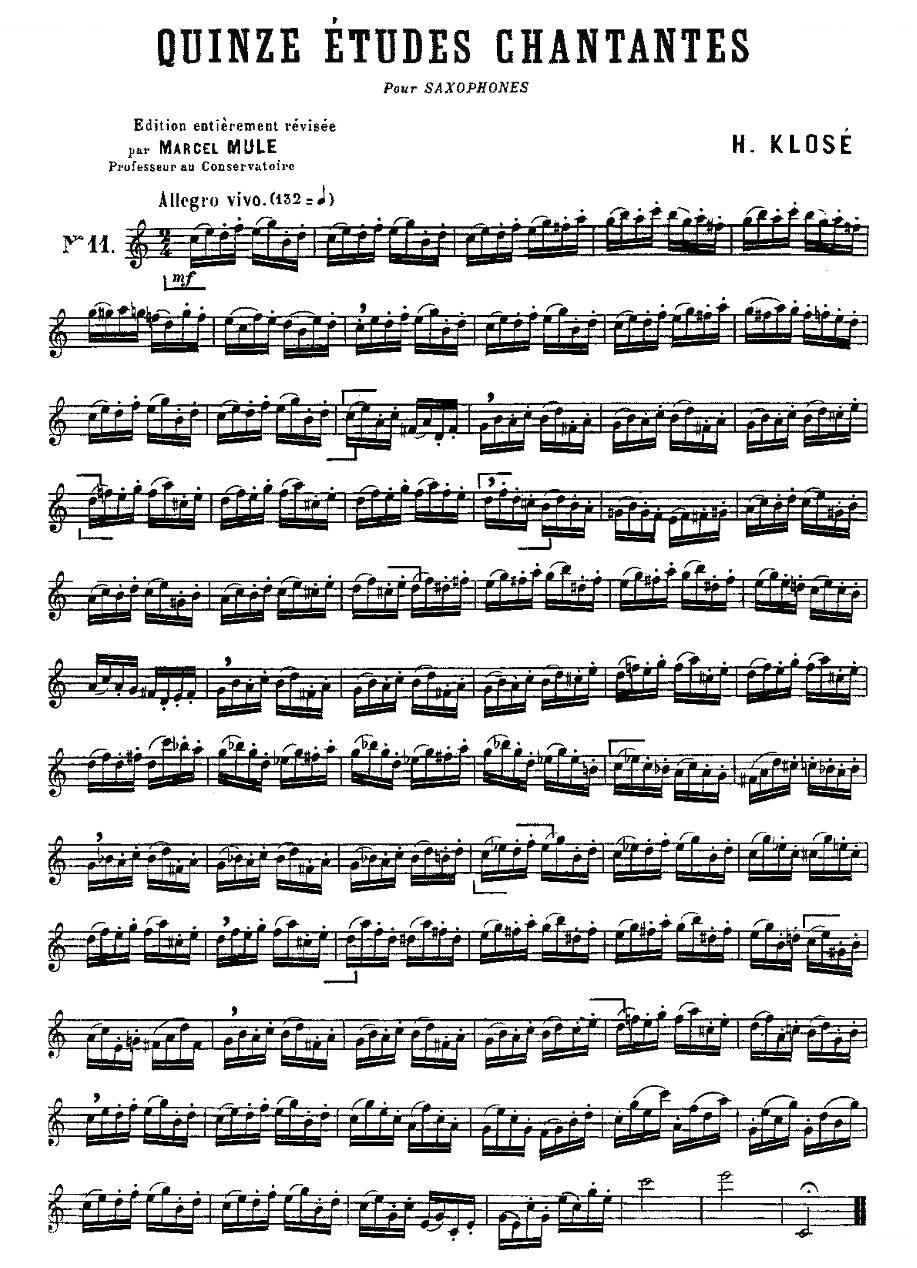 Klose Etudes Chantantes Pour Saxophone（练习曲之十一）