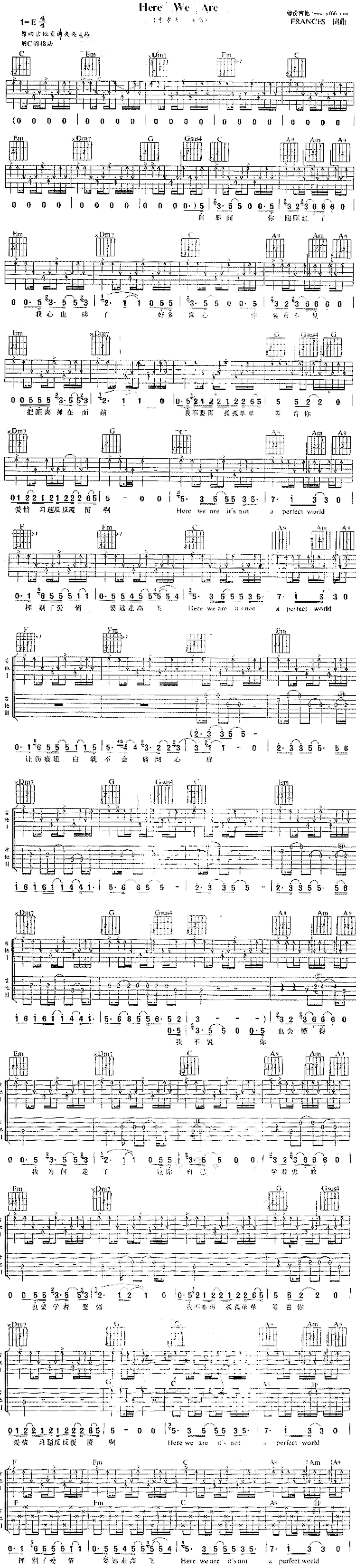 here we are_here we are简谱_here we are吉他谱_钢琴谱-查字典简 