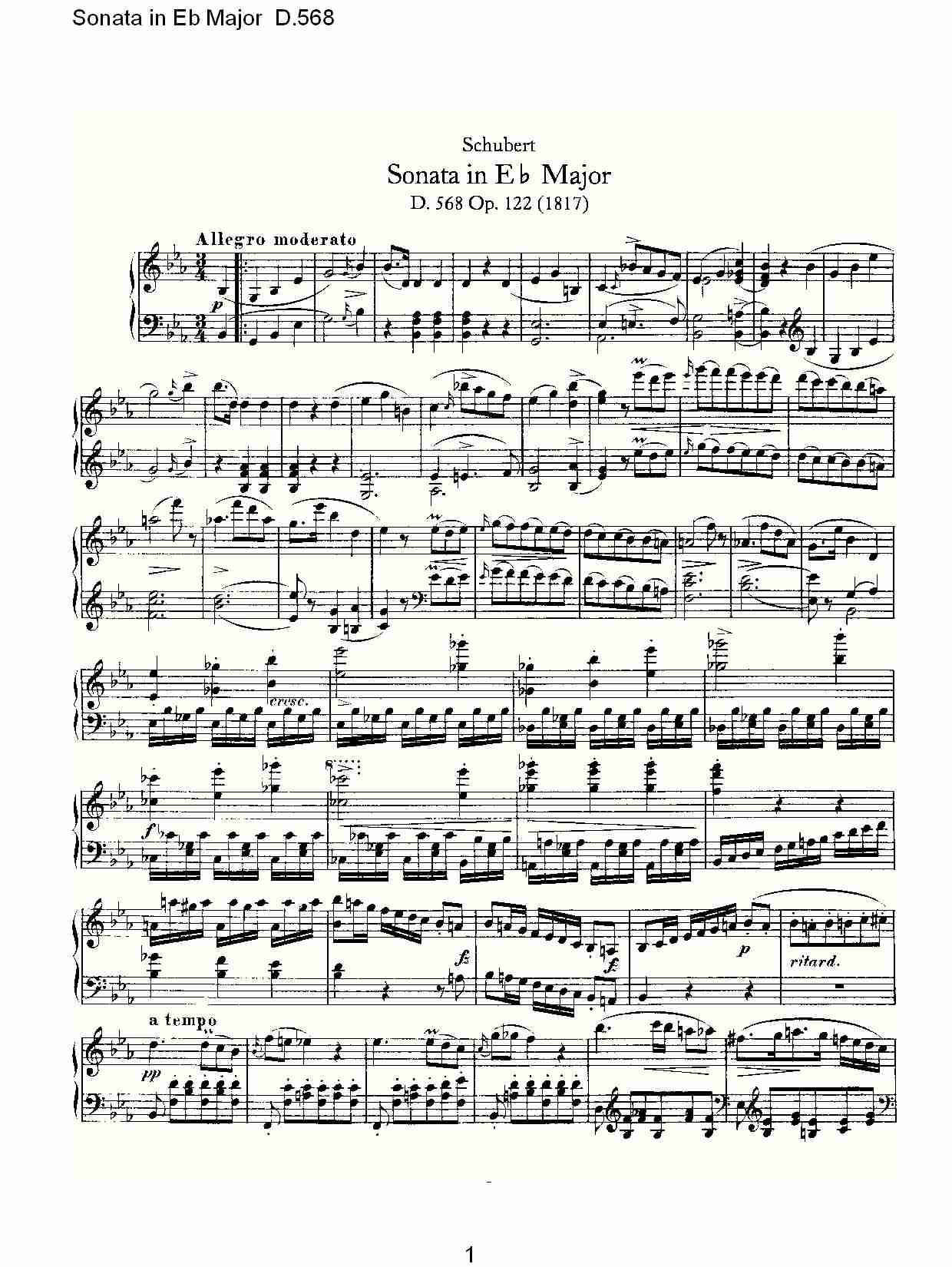 Sonata in Eb Major D.568 Eb大调奏鸣曲D.568（一）