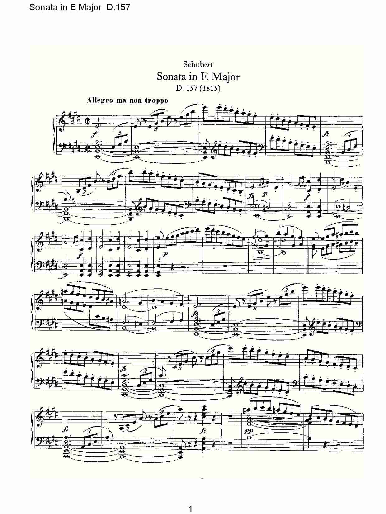 Sonata in E Major D.157  E大调奏鸣曲D.157（一）