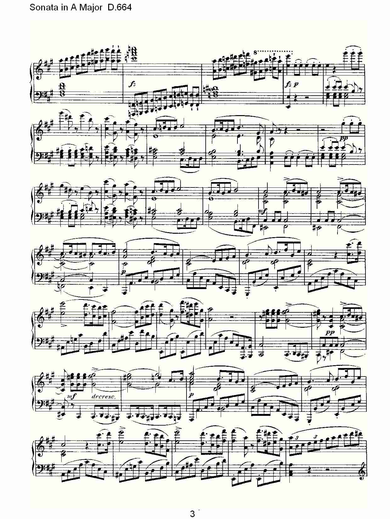 Sonata in A Major D.664  A大调奏鸣曲D.664（一）