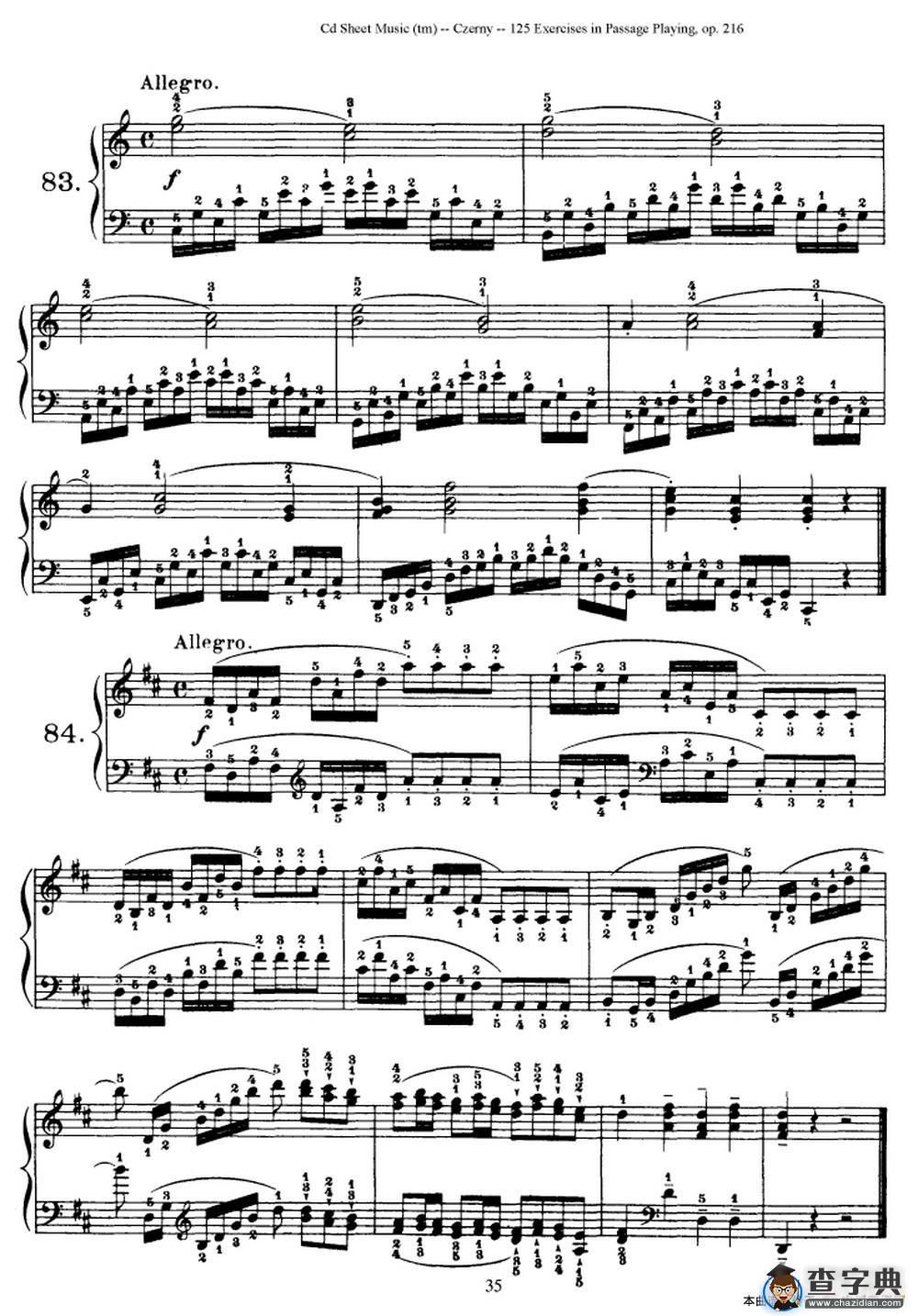 125 Exercises in Passage Playing Op.261（车尔尼125首钢琴短乐句练习曲（79——94）