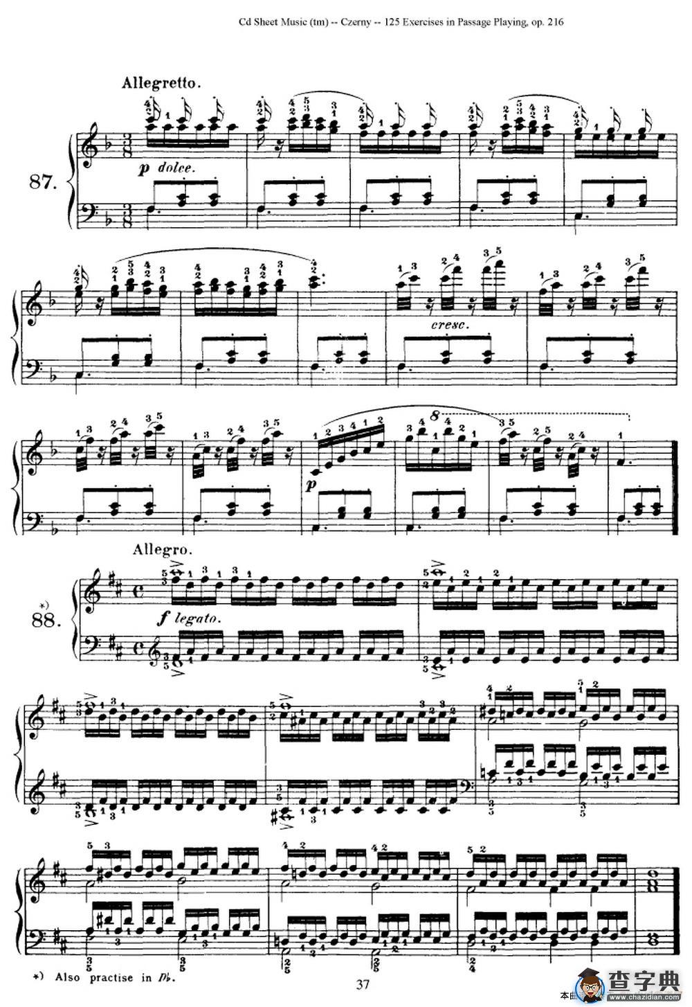 125 Exercises in Passage Playing Op.261（车尔尼125首钢琴短乐句练习曲（79——94）